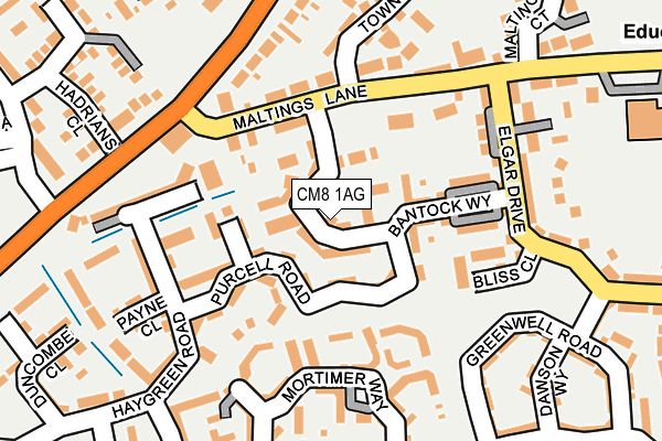 CM8 1AG map - OS OpenMap – Local (Ordnance Survey)