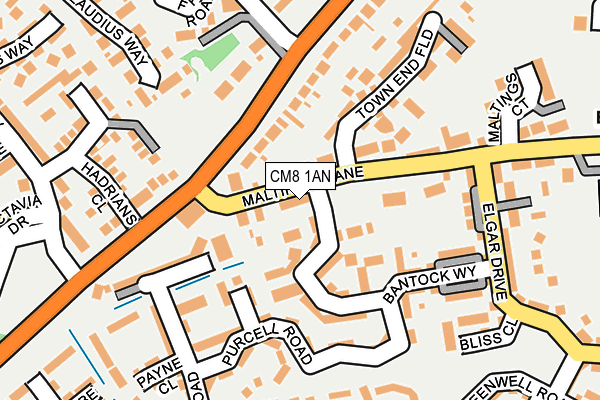 CM8 1AN map - OS OpenMap – Local (Ordnance Survey)