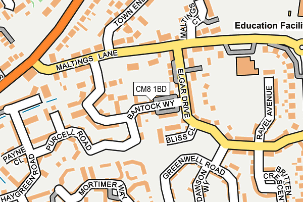 CM8 1BD map - OS OpenMap – Local (Ordnance Survey)