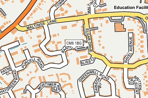 CM8 1BG map - OS OpenMap – Local (Ordnance Survey)