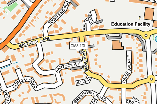 CM8 1DL map - OS OpenMap – Local (Ordnance Survey)