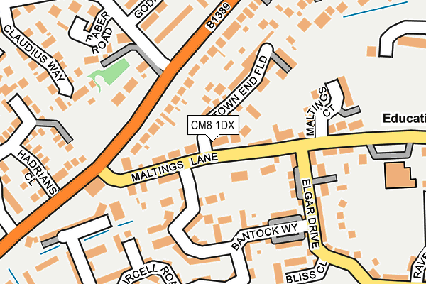 CM8 1DX map - OS OpenMap – Local (Ordnance Survey)