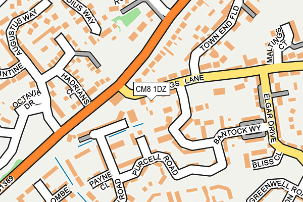 CM8 1DZ map - OS OpenMap – Local (Ordnance Survey)