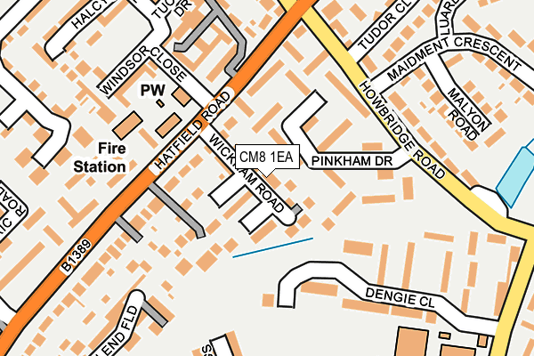 CM8 1EA map - OS OpenMap – Local (Ordnance Survey)