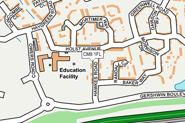 CM8 1FL map - OS OpenMap – Local (Ordnance Survey)