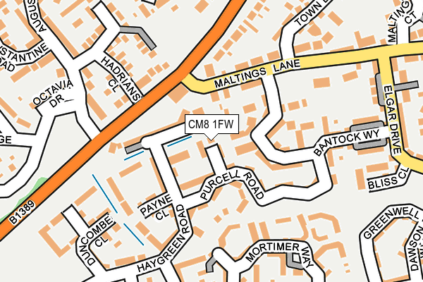 CM8 1FW map - OS OpenMap – Local (Ordnance Survey)