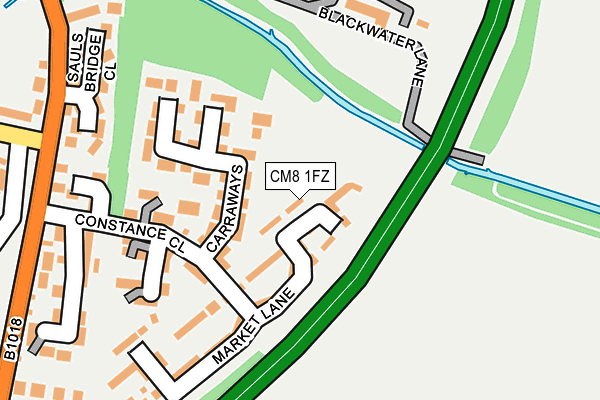 CM8 1FZ map - OS OpenMap – Local (Ordnance Survey)