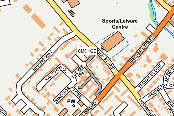 CM8 1GE map - OS OpenMap – Local (Ordnance Survey)