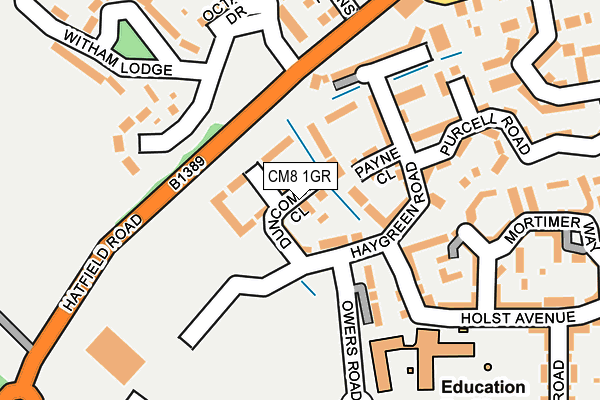 CM8 1GR map - OS OpenMap – Local (Ordnance Survey)