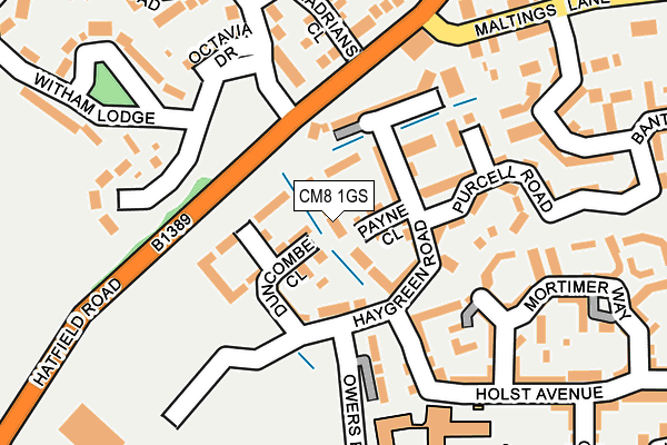 CM8 1GS map - OS OpenMap – Local (Ordnance Survey)