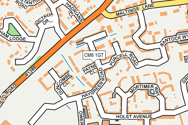 CM8 1GT map - OS OpenMap – Local (Ordnance Survey)