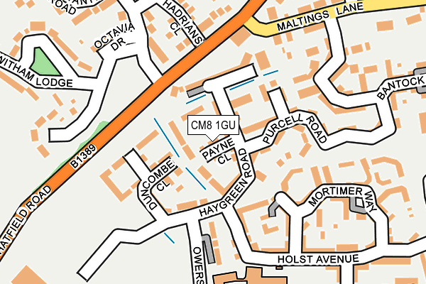 CM8 1GU map - OS OpenMap – Local (Ordnance Survey)