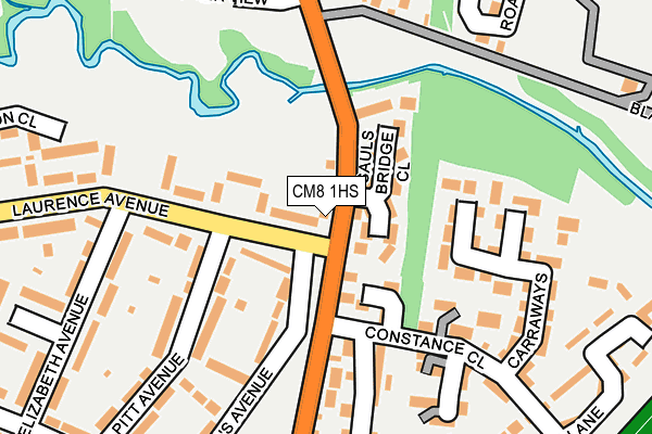 CM8 1HS map - OS OpenMap – Local (Ordnance Survey)