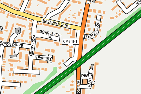 CM8 1HT map - OS OpenMap – Local (Ordnance Survey)
