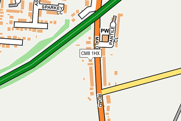 CM8 1HX map - OS OpenMap – Local (Ordnance Survey)