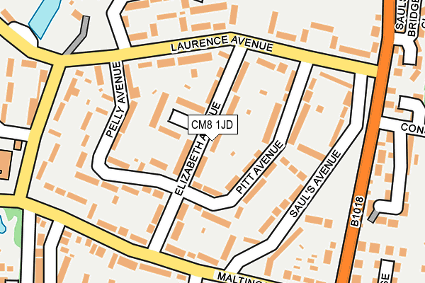 CM8 1JD map - OS OpenMap – Local (Ordnance Survey)