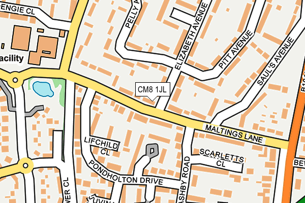 CM8 1JL map - OS OpenMap – Local (Ordnance Survey)
