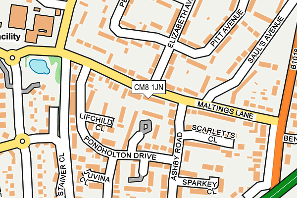 CM8 1JN map - OS OpenMap – Local (Ordnance Survey)