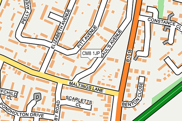 CM8 1JP map - OS OpenMap – Local (Ordnance Survey)