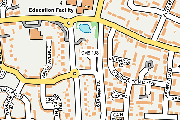 CM8 1JS map - OS OpenMap – Local (Ordnance Survey)