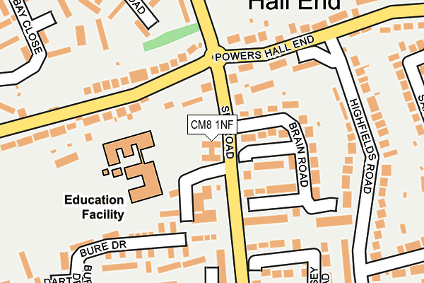 CM8 1NF map - OS OpenMap – Local (Ordnance Survey)