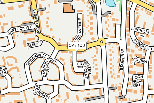 CM8 1QD map - OS OpenMap – Local (Ordnance Survey)