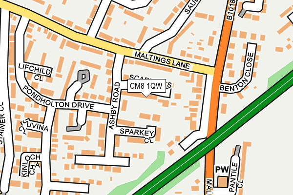 CM8 1QW map - OS OpenMap – Local (Ordnance Survey)