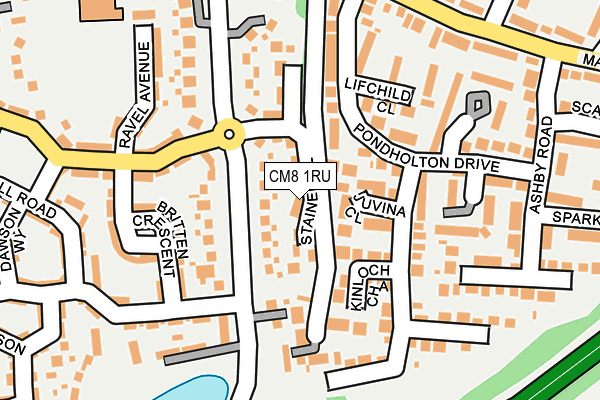 CM8 1RU map - OS OpenMap – Local (Ordnance Survey)