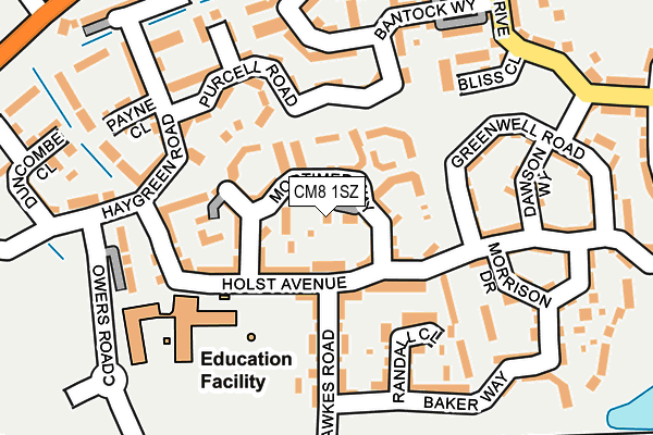 CM8 1SZ map - OS OpenMap – Local (Ordnance Survey)