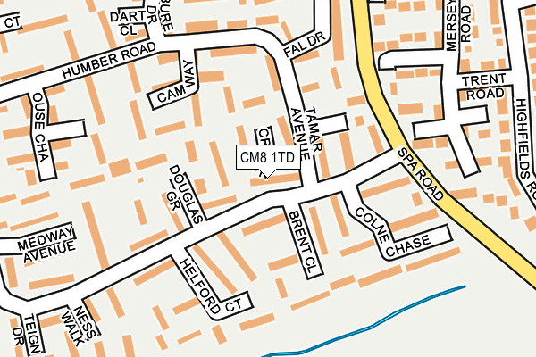 CM8 1TD map - OS OpenMap – Local (Ordnance Survey)
