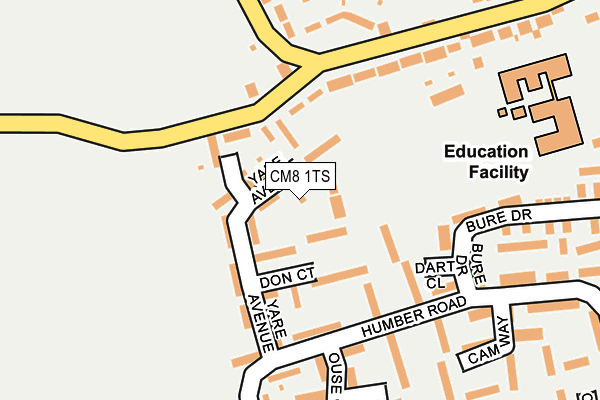 CM8 1TS map - OS OpenMap – Local (Ordnance Survey)