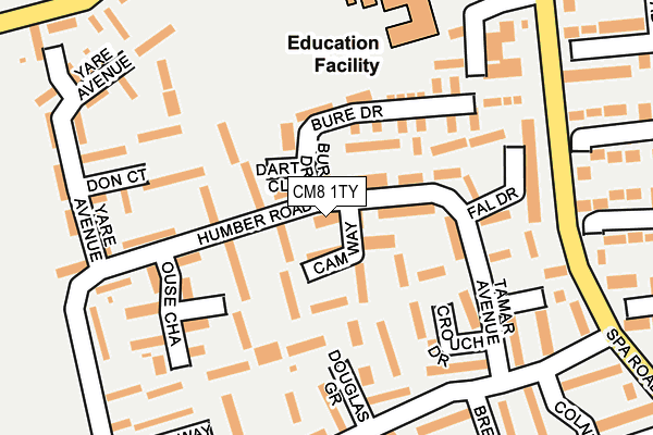 CM8 1TY map - OS OpenMap – Local (Ordnance Survey)