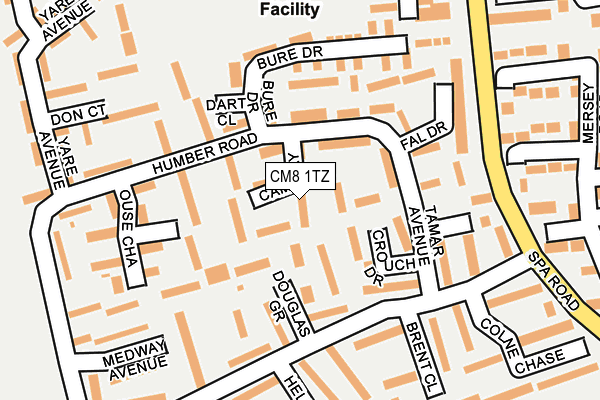 CM8 1TZ map - OS OpenMap – Local (Ordnance Survey)