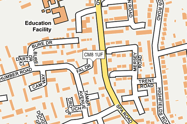CM8 1UF map - OS OpenMap – Local (Ordnance Survey)
