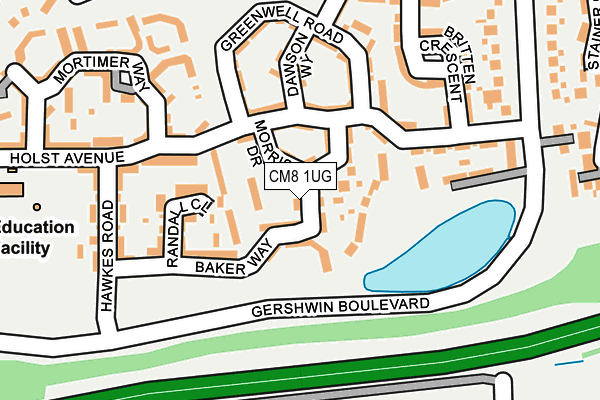 CM8 1UG map - OS OpenMap – Local (Ordnance Survey)