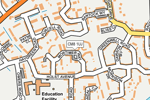 CM8 1UJ map - OS OpenMap – Local (Ordnance Survey)