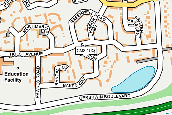 CM8 1UQ map - OS OpenMap – Local (Ordnance Survey)