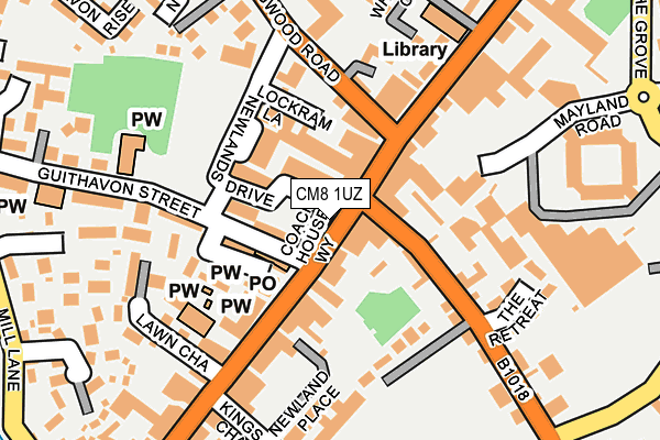 CM8 1UZ map - OS OpenMap – Local (Ordnance Survey)