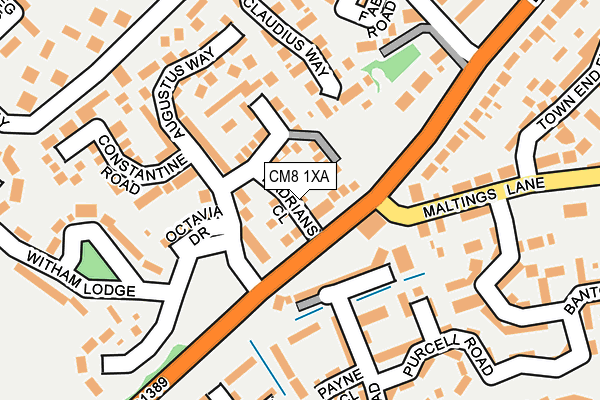 CM8 1XA map - OS OpenMap – Local (Ordnance Survey)