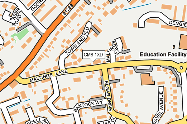 CM8 1XD map - OS OpenMap – Local (Ordnance Survey)