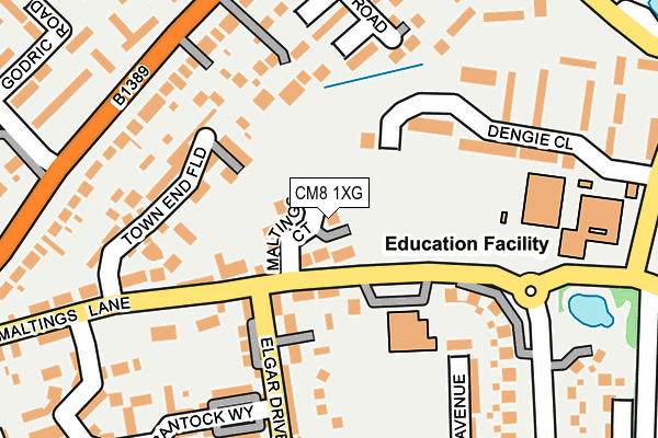 CM8 1XG map - OS OpenMap – Local (Ordnance Survey)