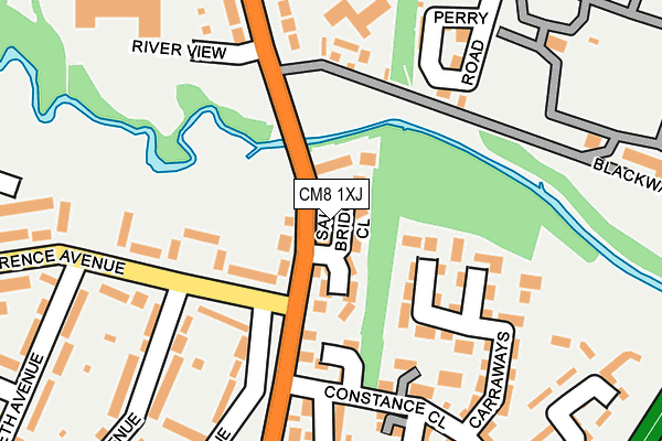CM8 1XJ map - OS OpenMap – Local (Ordnance Survey)