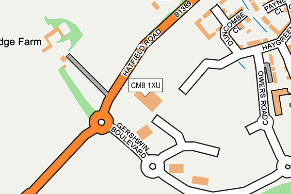 CM8 1XU map - OS OpenMap – Local (Ordnance Survey)