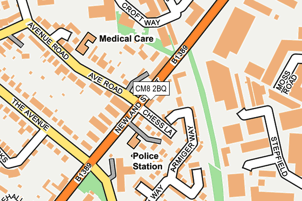 CM8 2BQ map - OS OpenMap – Local (Ordnance Survey)