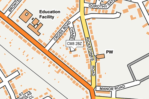 CM8 2BZ map - OS OpenMap – Local (Ordnance Survey)