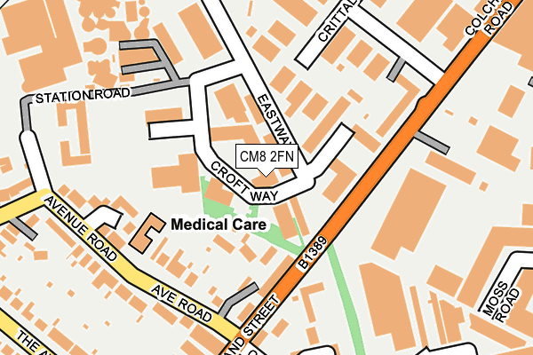 CM8 2FN map - OS OpenMap – Local (Ordnance Survey)