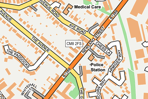 CM8 2FS map - OS OpenMap – Local (Ordnance Survey)