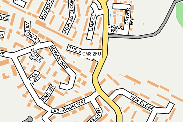 CM8 2FU map - OS OpenMap – Local (Ordnance Survey)