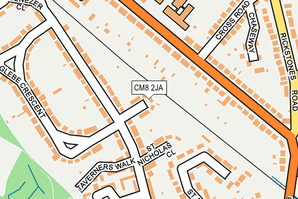 CM8 2JA map - OS OpenMap – Local (Ordnance Survey)