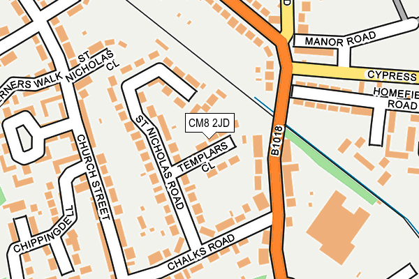 CM8 2JD map - OS OpenMap – Local (Ordnance Survey)